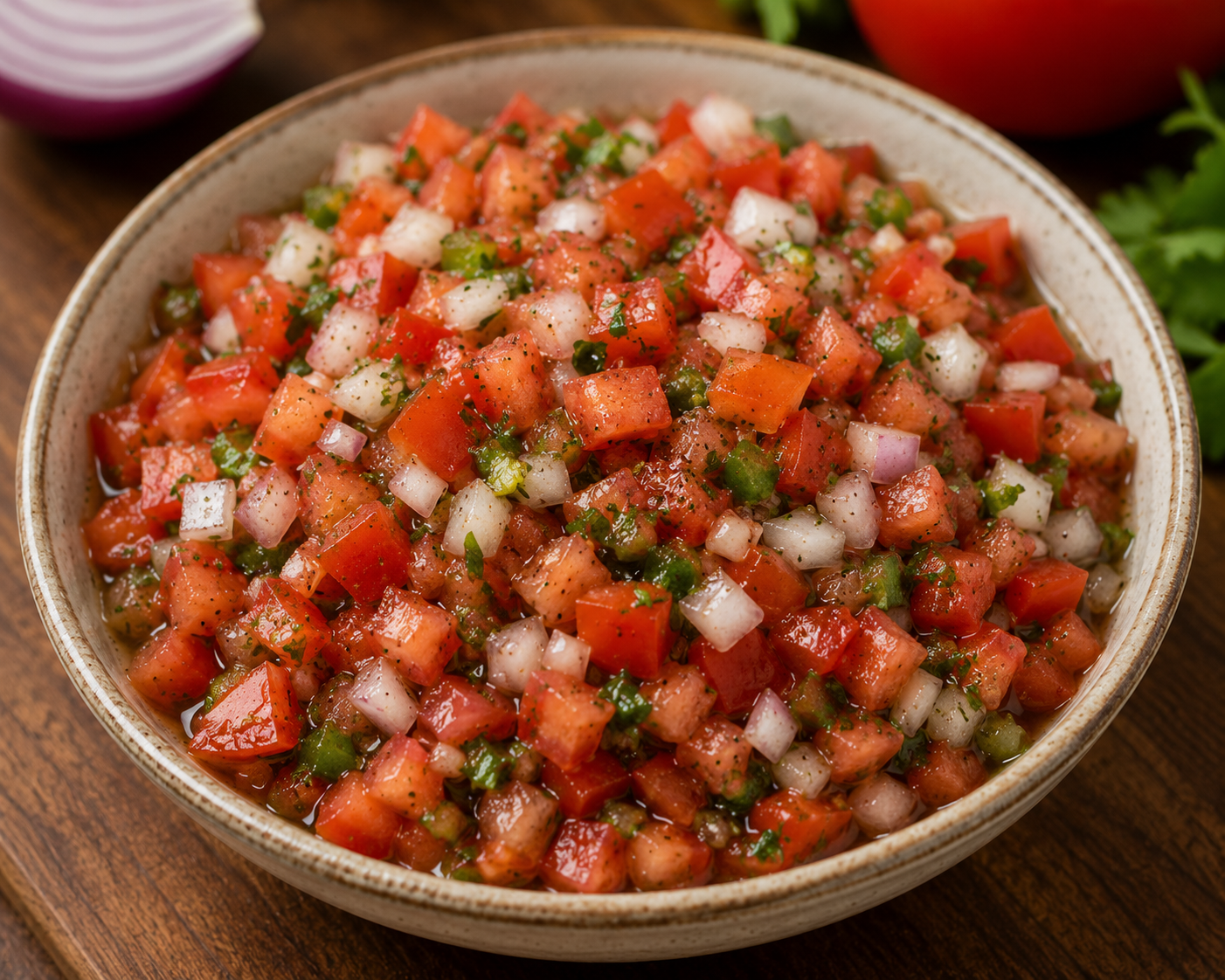 Salsa criolla recipe — Argentinian fresh tomato, onion and capsicum condiment