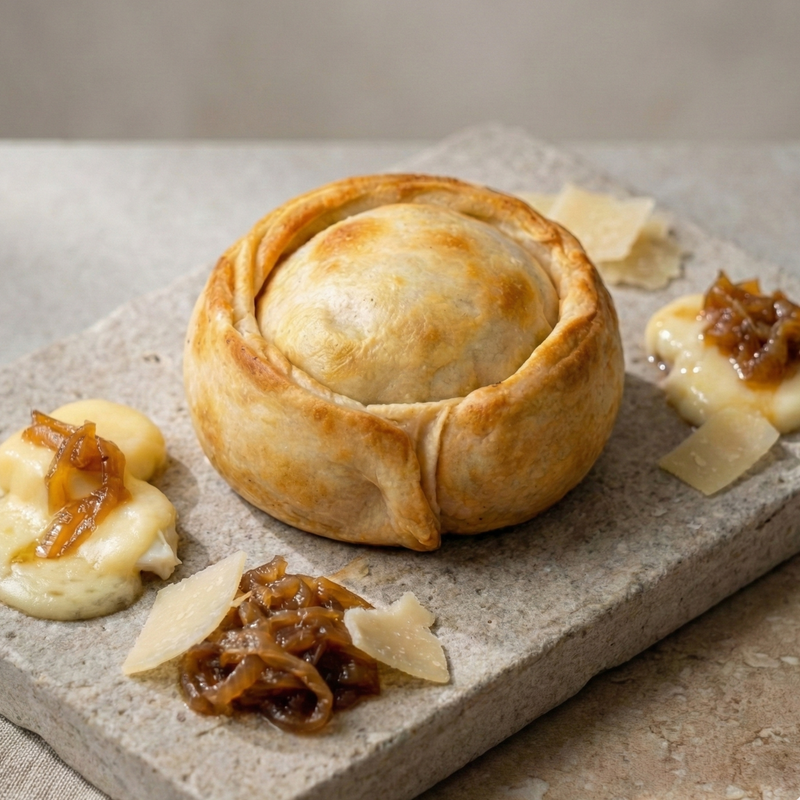 The Classic empanada — triple cheese with caramelised onion
