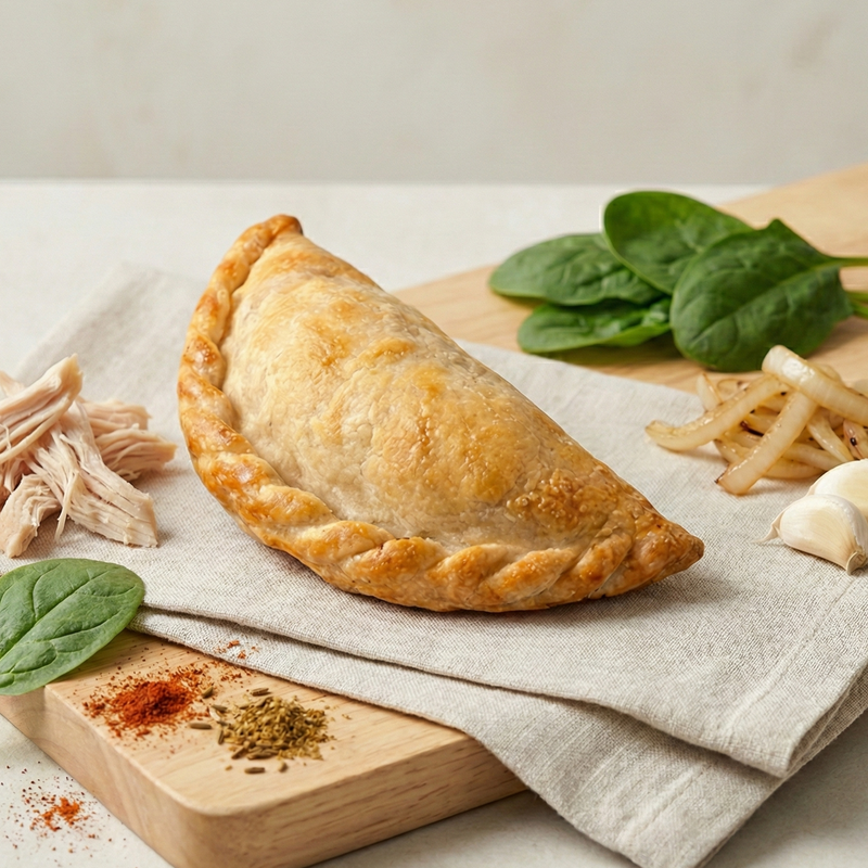 The Athlete empanada — free-range chicken with mozzarella