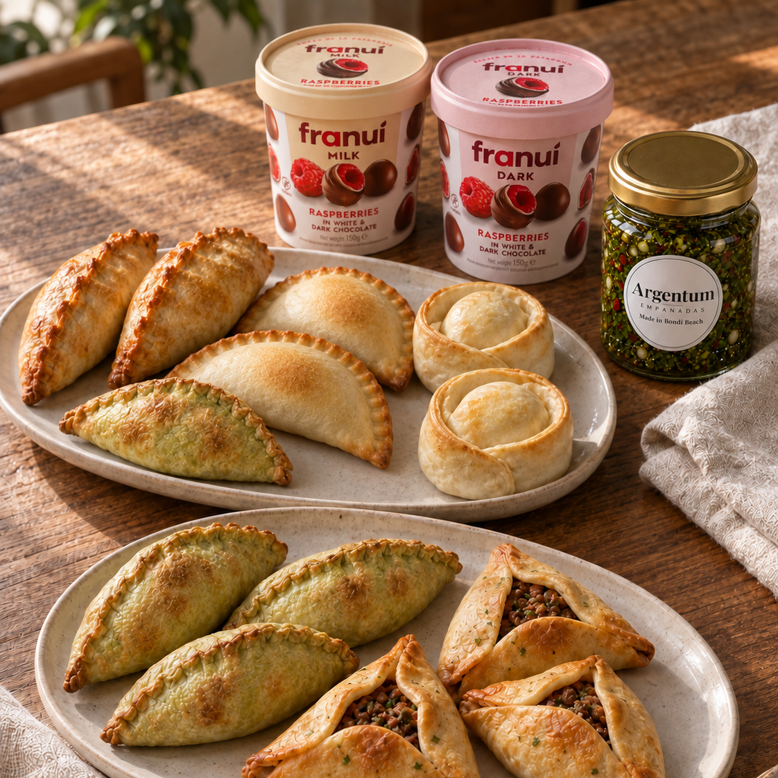 Treat Box with empanadas, Franuí and Pedro's chimichurri