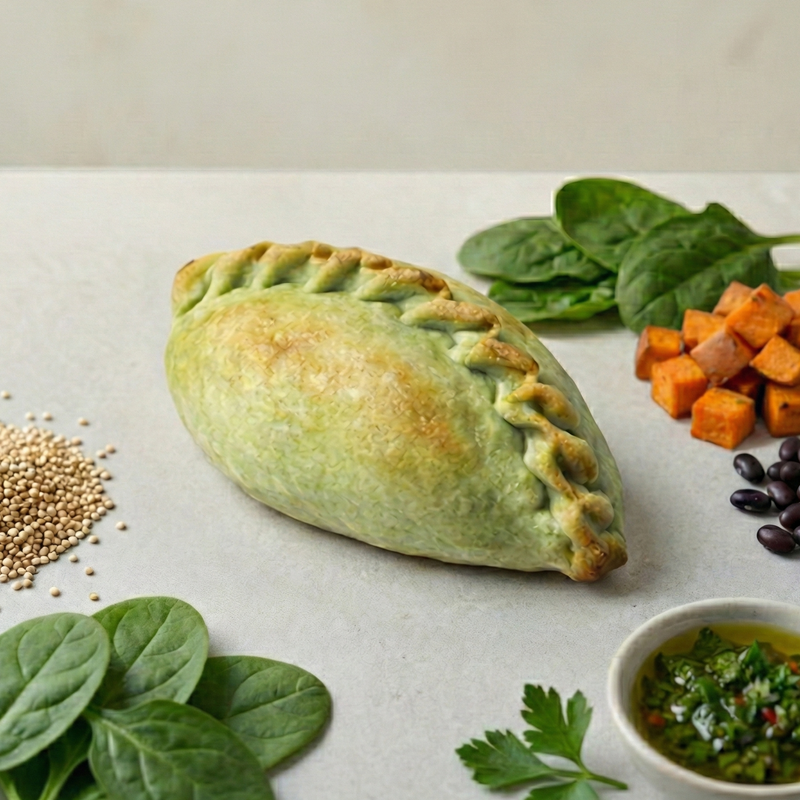 Patagonia empanada — vegan, with green dough