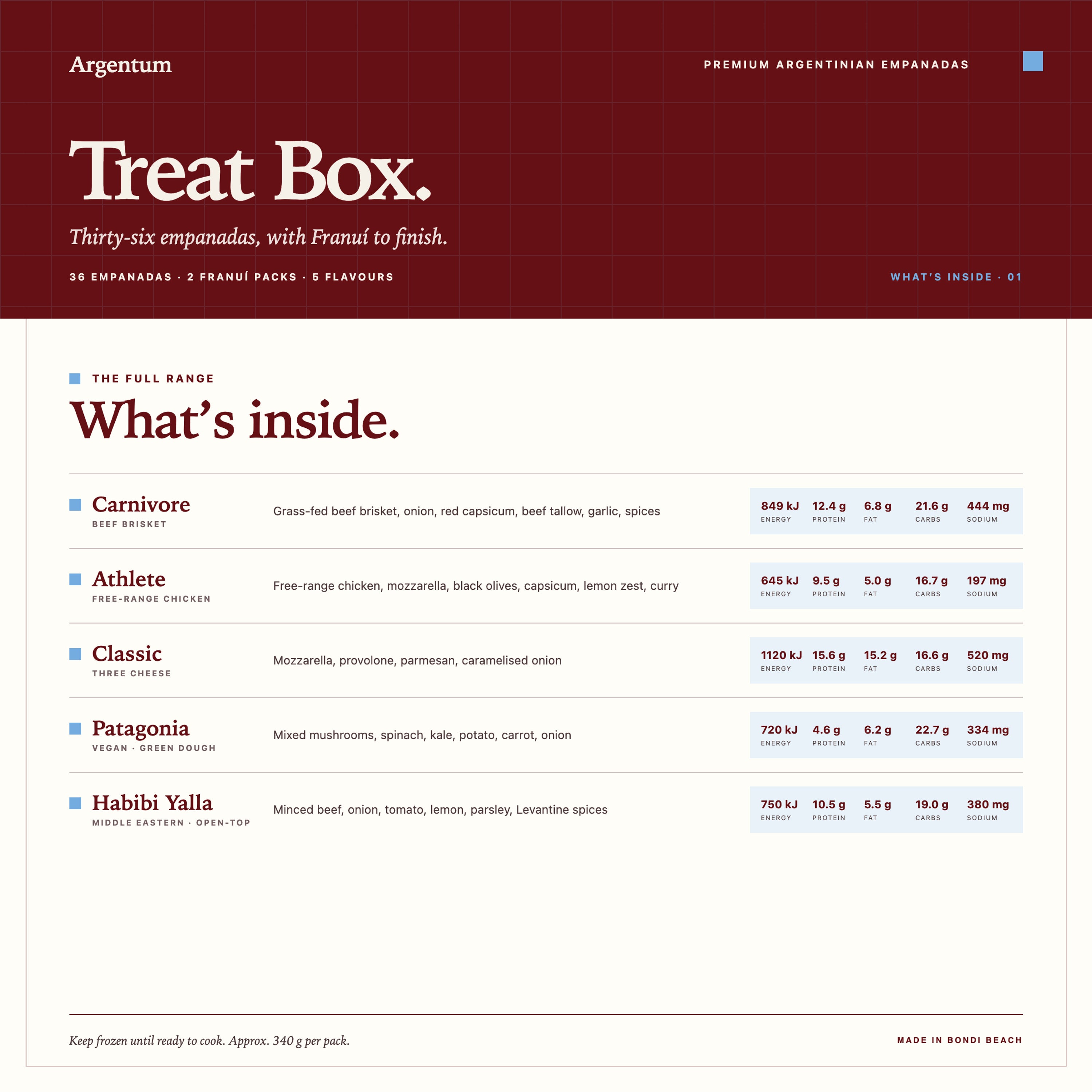 Treat Box (36 Empanadas + 2 Franuí) - Frozen